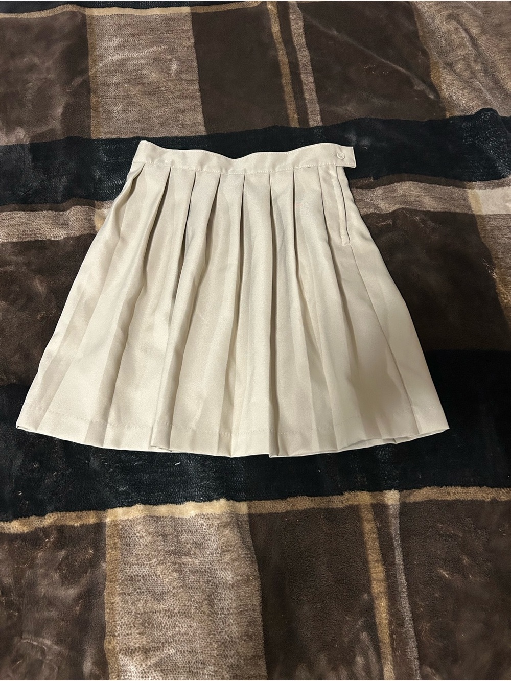 Anthropologie Cream Asymmetrical Pleated Mini Skirt